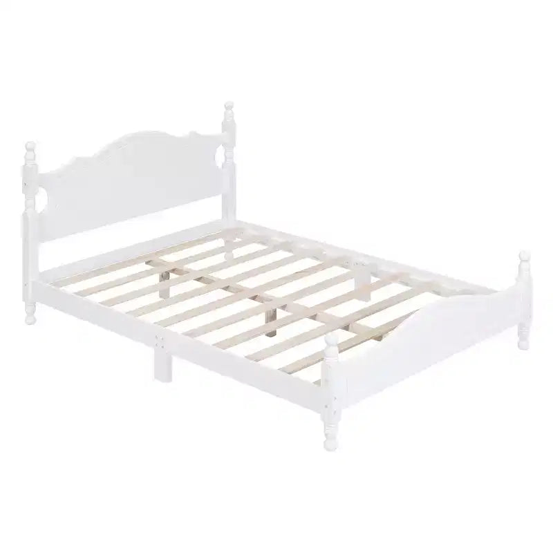 Base de cama de plataforma Queen de madera con soporte de listones de madera