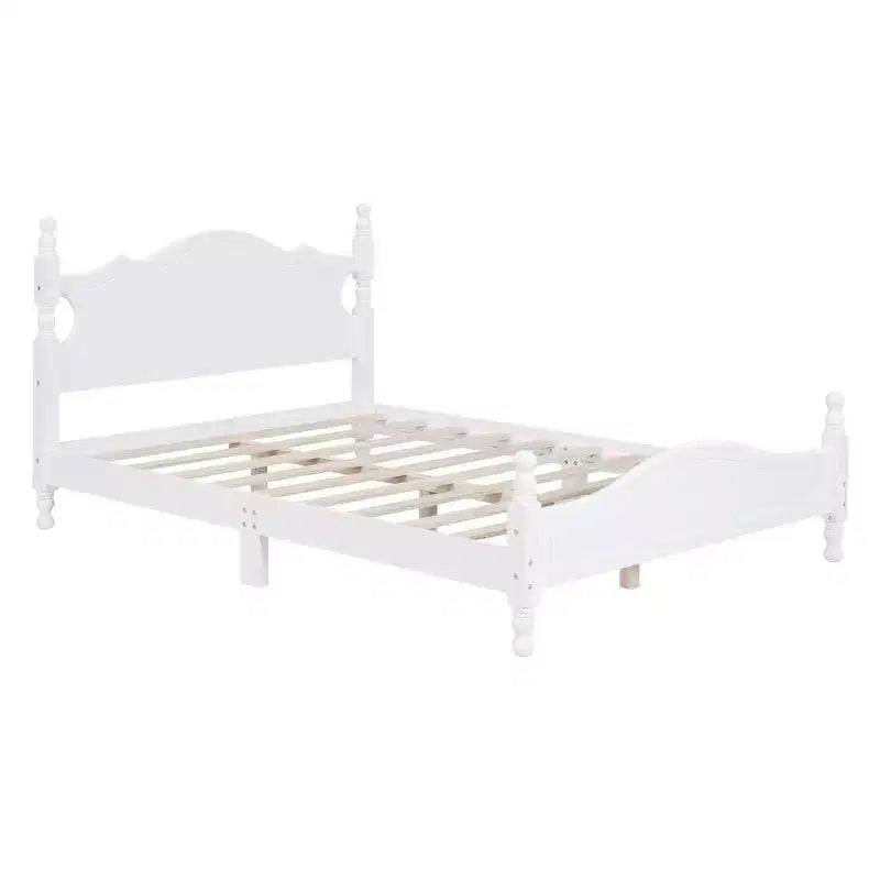 Base de cama de plataforma Queen de madera con soporte de listones de madera