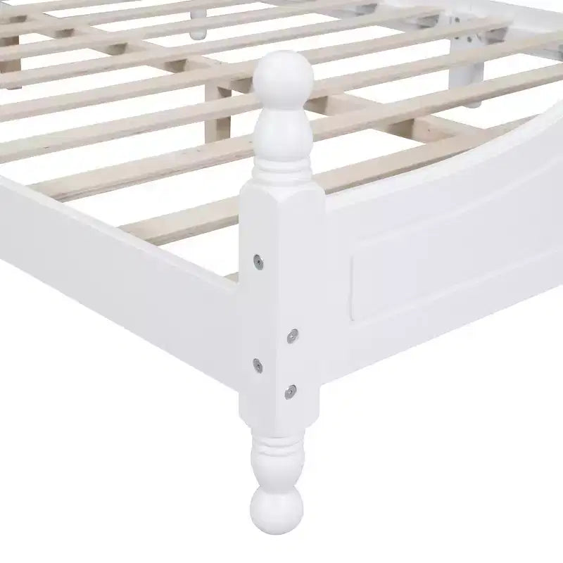 Base de cama de plataforma Queen de madera con soporte de listones de madera