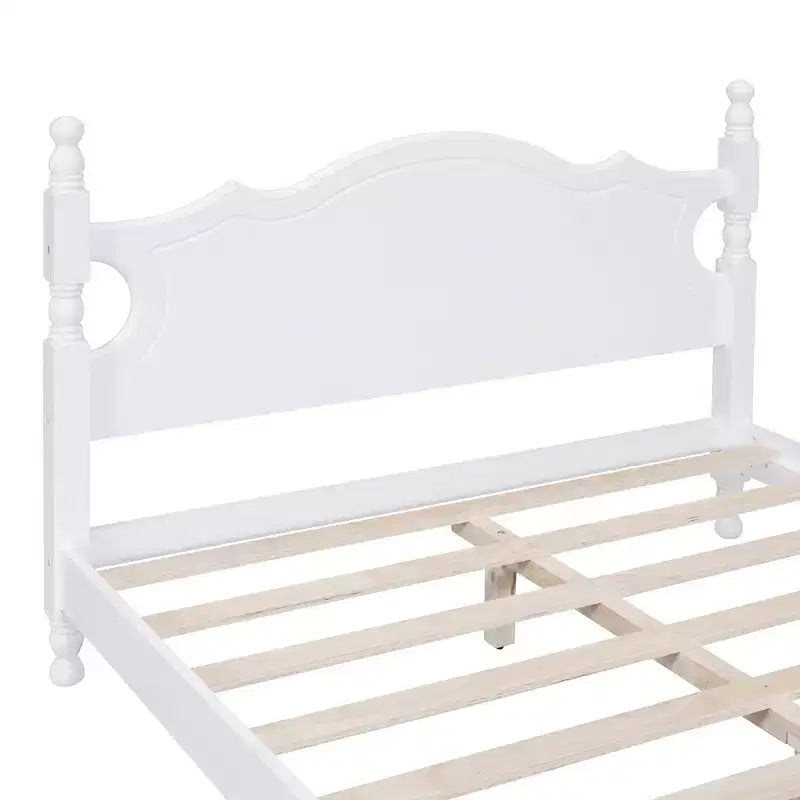 Base de cama de plataforma Queen de madera con soporte de listones de madera