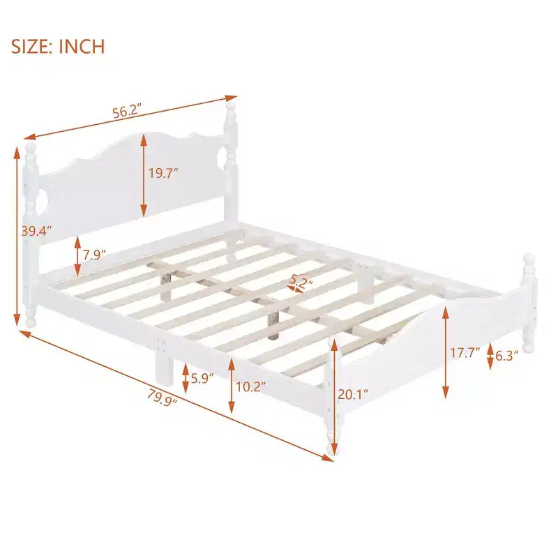 Base de cama de plataforma Queen de madera con soporte de listones de madera