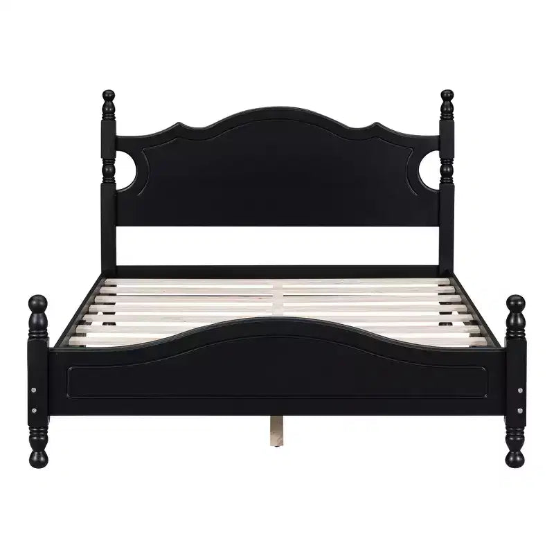 Base de cama de plataforma Queen de madera con soporte de listones de madera