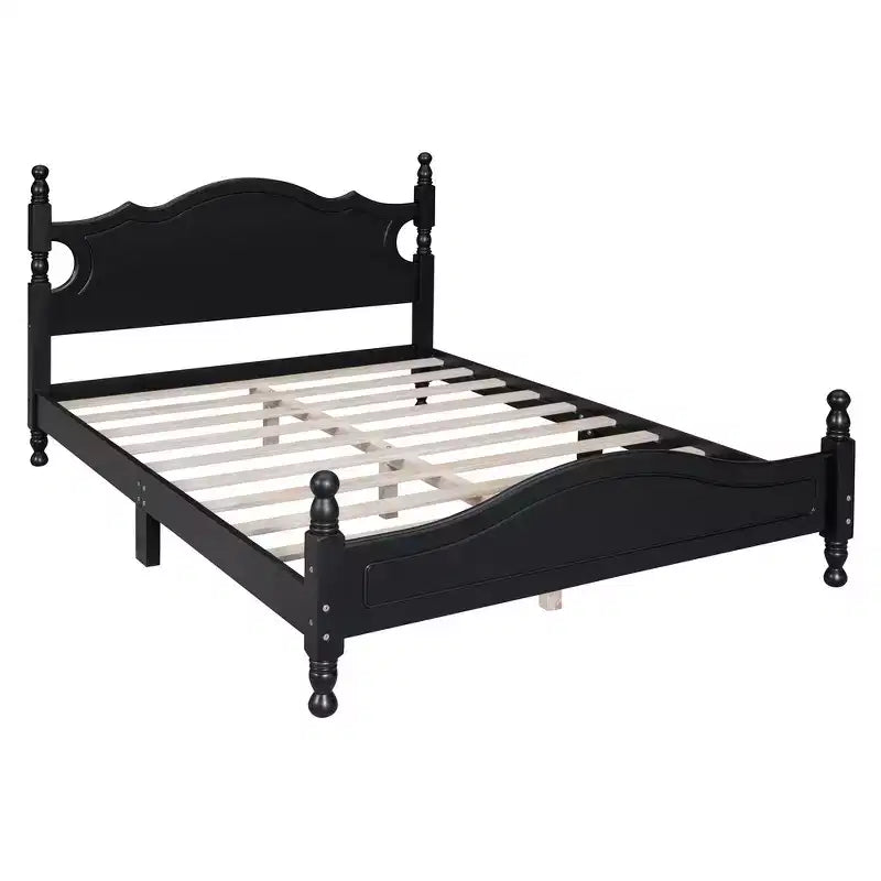 Base de cama de plataforma Queen de madera con soporte de listones de madera