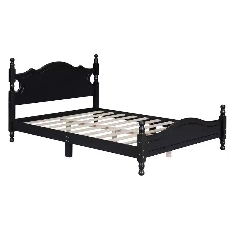 Base de cama de plataforma Queen de madera con soporte de listones de madera