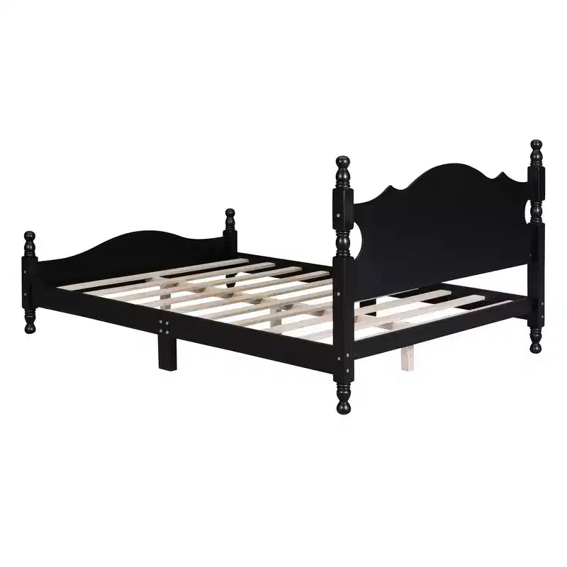 Base de cama de plataforma Queen de madera con soporte de listones de madera
