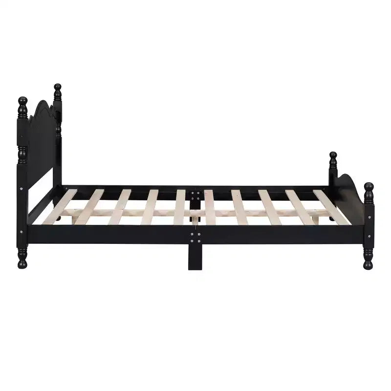 Base de cama de plataforma Queen de madera con soporte de listones de madera