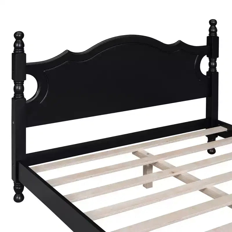 Base de cama de plataforma Queen de madera con soporte de listones de madera