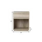 Mesa auxiliar rectangular de madera marrón de 24" con cajón, estante y puertos de carga USB