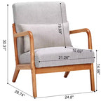 Sillón moderno tapizado con brazos de madera maciza, tela texturizada, para sala de estar