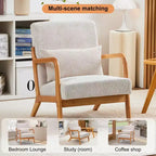 Sillón moderno tapizado con brazos de madera maciza, tela texturizada, para sala de estar