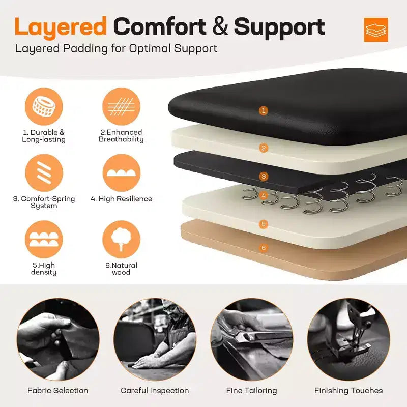 Silla de oficina ergonómica de cuero con respaldo alto, soporte lumbar de resorte y brazos abatibles