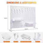 Organizador de tablero perforado de mesa con 10 ganchos, 2 bandejas, sin perforaciones, independiente, portátil, de plástico, para oficina, hogar, dormitorio, apartamento