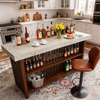 Mesa de bar para el hogar 63, mesa de pub de 2 niveles con reposapiés, gabinete de bar de café moderno para cocina, bistró, comedor y sala de estar