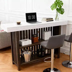 Mesa de bar para el hogar 63, mesa de pub de 2 niveles con reposapiés, gabinete de bar de café moderno para cocina, bistró, comedor y sala de estar