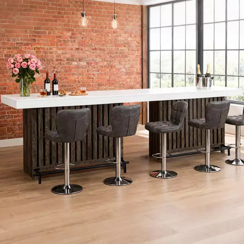 Mesa de bar para el hogar 63, mesa de pub de 2 niveles con reposapiés, gabinete de bar de café moderno para cocina, bistró, comedor y sala de estar