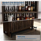Mesa de bar para el hogar 63, mesa de pub de 2 niveles con reposapiés, gabinete de bar de café moderno para cocina, bistró, comedor y sala de estar