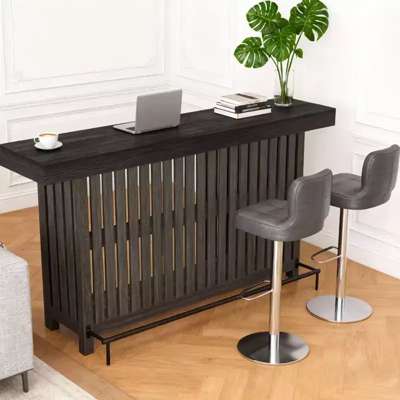 Mesa de bar para el hogar 63, mesa de pub de 2 niveles con reposapiés, gabinete de bar de café moderno para cocina, bistró, comedor y sala de estar