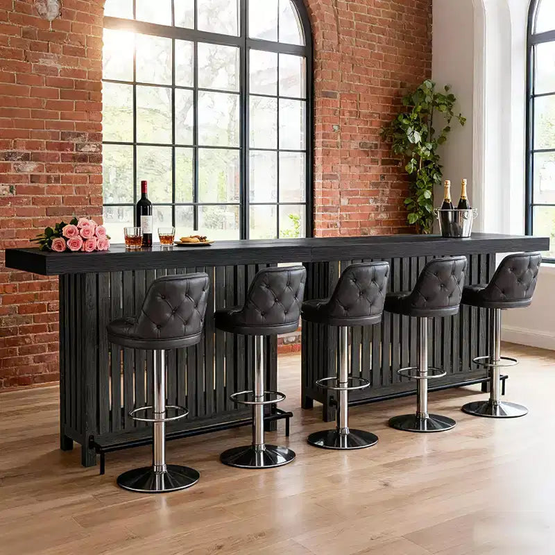 Mesa de bar para el hogar 63, mesa de pub de 2 niveles con reposapiés, gabinete de bar de café moderno para cocina, bistró, comedor y sala de estar