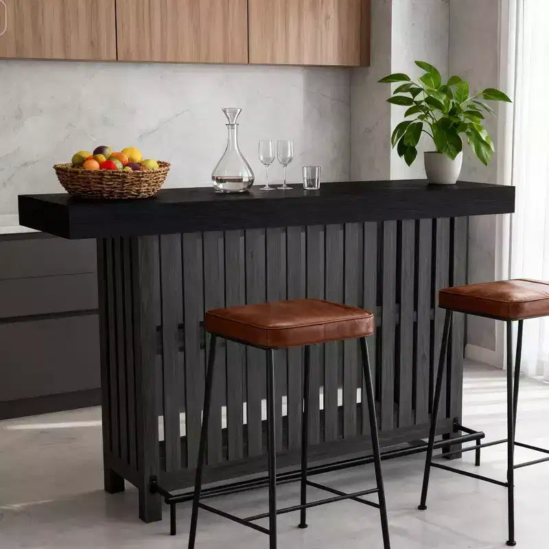 Mesa de bar para el hogar 63, mesa de pub de 2 niveles con reposapiés, gabinete de bar de café moderno para cocina, bistró, comedor y sala de estar