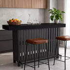 Mesa de bar para el hogar 63, mesa de pub de 2 niveles con reposapiés, gabinete de bar de café moderno para cocina, bistró, comedor y sala de estar
