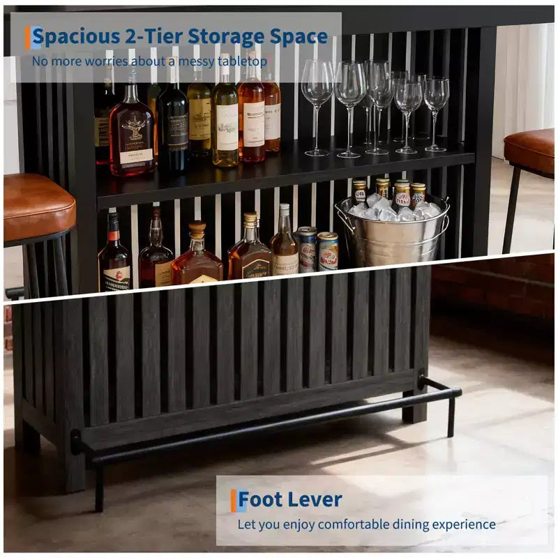 Mesa de bar para el hogar 63, mesa de pub de 2 niveles con reposapiés, gabinete de bar de café moderno para cocina, bistró, comedor y sala de estar