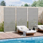 MAYEERTY Benjamin Wide-Narrow A Louvered Gray Galvanized Steel Room Divider, 72x35x16, 6-Piece Double-Sided Screen
