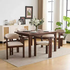 Sillas de comedor tapizadas de madera de caucho de estilo moderno de mediados de siglo Pascale, juego de 4