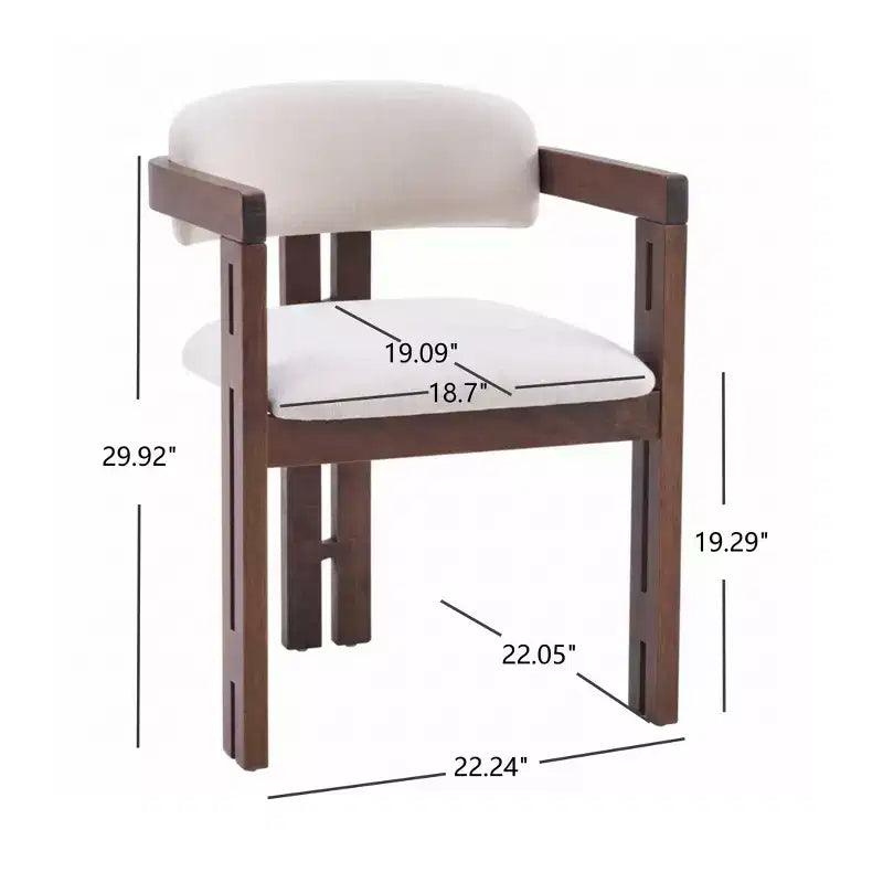Sillas de comedor tapizadas de madera de caucho de estilo moderno de mediados de siglo Pascale, juego de 4