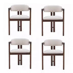 Sillas de comedor tapizadas de madera de caucho de estilo moderno de mediados de siglo Pascale, juego de 4