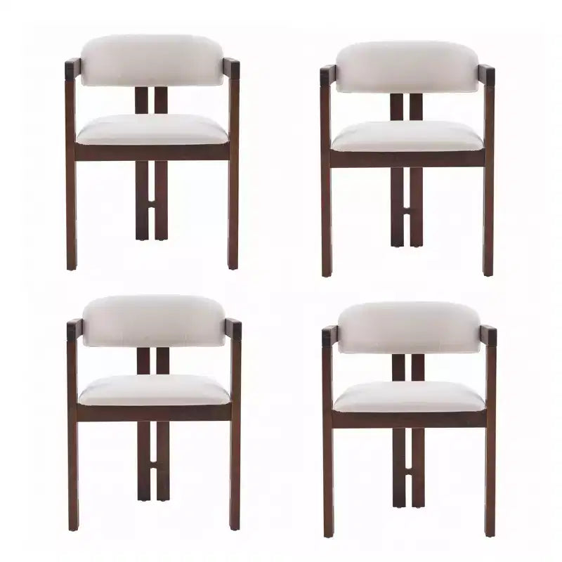 Sillas de comedor tapizadas de madera de caucho de estilo moderno de mediados de siglo Pascale, juego de 4