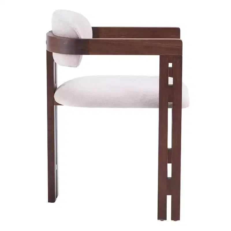 Sillas de comedor tapizadas de madera de caucho de estilo moderno de mediados de siglo Pascale, juego de 4