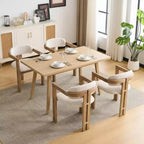 Sillas de comedor tapizadas de madera de caucho de estilo moderno de mediados de siglo Pascale, juego de 4