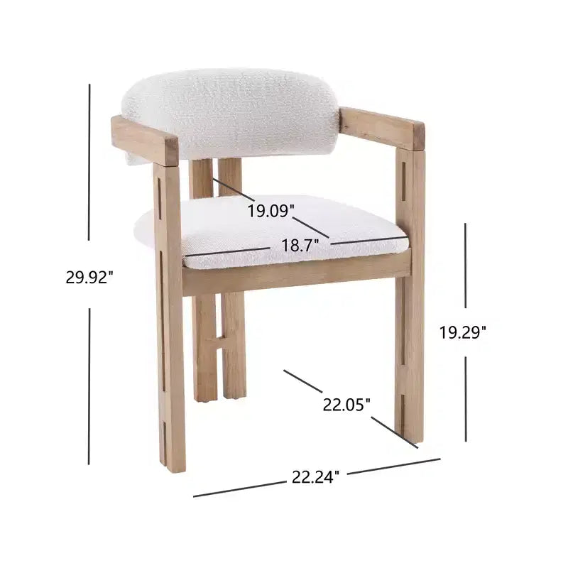 Sillas de comedor tapizadas de madera de caucho de estilo moderno de mediados de siglo Pascale, juego de 4