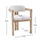 Sillas de comedor tapizadas de madera de caucho de estilo moderno de mediados de siglo Pascale, juego de 4