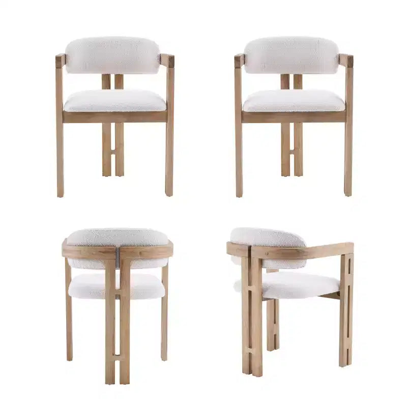 Sillas de comedor tapizadas de madera de caucho de estilo moderno de mediados de siglo Pascale, juego de 4