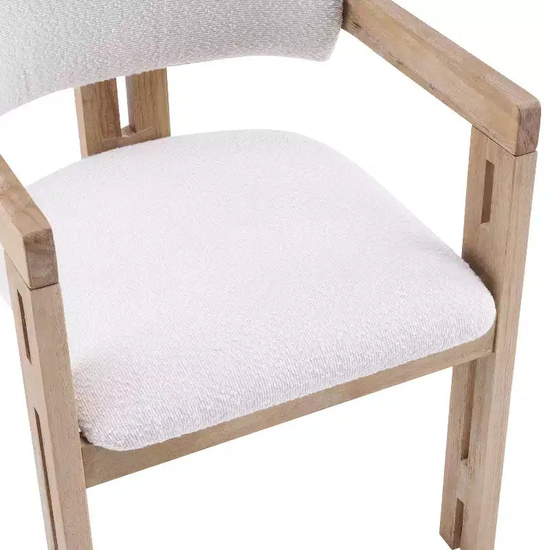 Sillas de comedor tapizadas de madera de caucho de estilo moderno de mediados de siglo Pascale, juego de 4