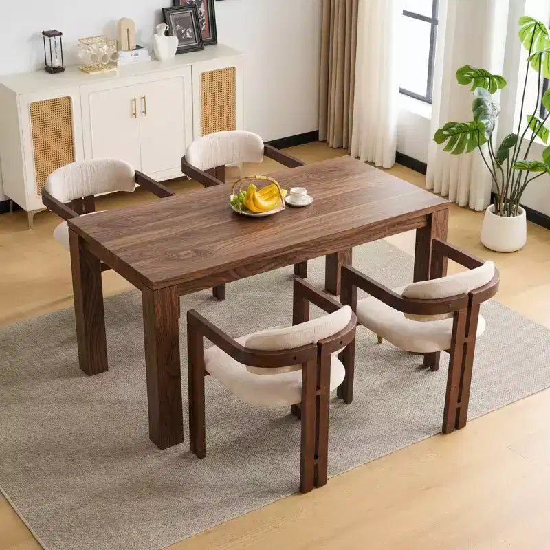 Sillas de comedor tapizadas de madera de caucho de estilo moderno de mediados de siglo Pascale, juego de 4