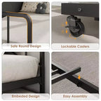 Cama de día con nido y luz LED, estructura de cama doble con cabecero tapizado y estación de carga, sofá cama con estructura de metal para sala de estar