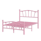 Encantadora estructura de cama de metal con cabecero en forma de corazón, plataforma robusta, almacenamiento bajo la cama, no necesita somier, perfecta para dormitorios de niños y niñas