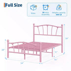 Encantadora estructura de cama de metal con cabecero en forma de corazón, plataforma robusta, almacenamiento bajo la cama, no necesita somier, perfecta para dormitorios de niños y niñas