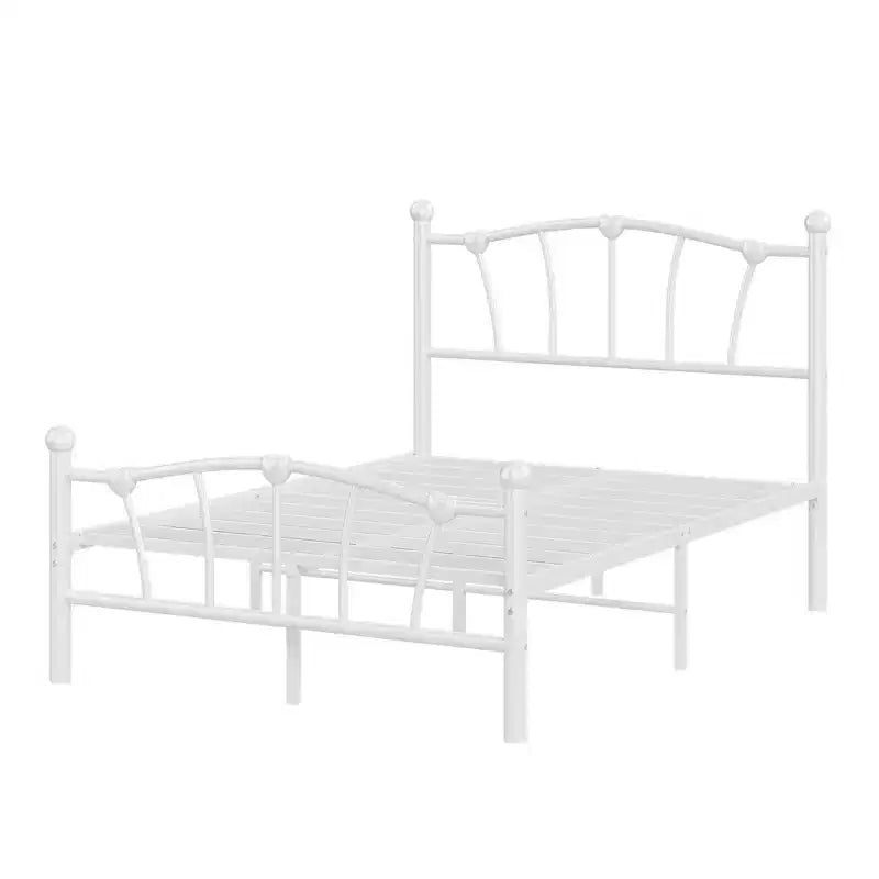 Encantadora estructura de cama de metal con cabecero en forma de corazón, plataforma robusta, almacenamiento bajo la cama, no necesita somier, perfecta para dormitorios de niños y niñas