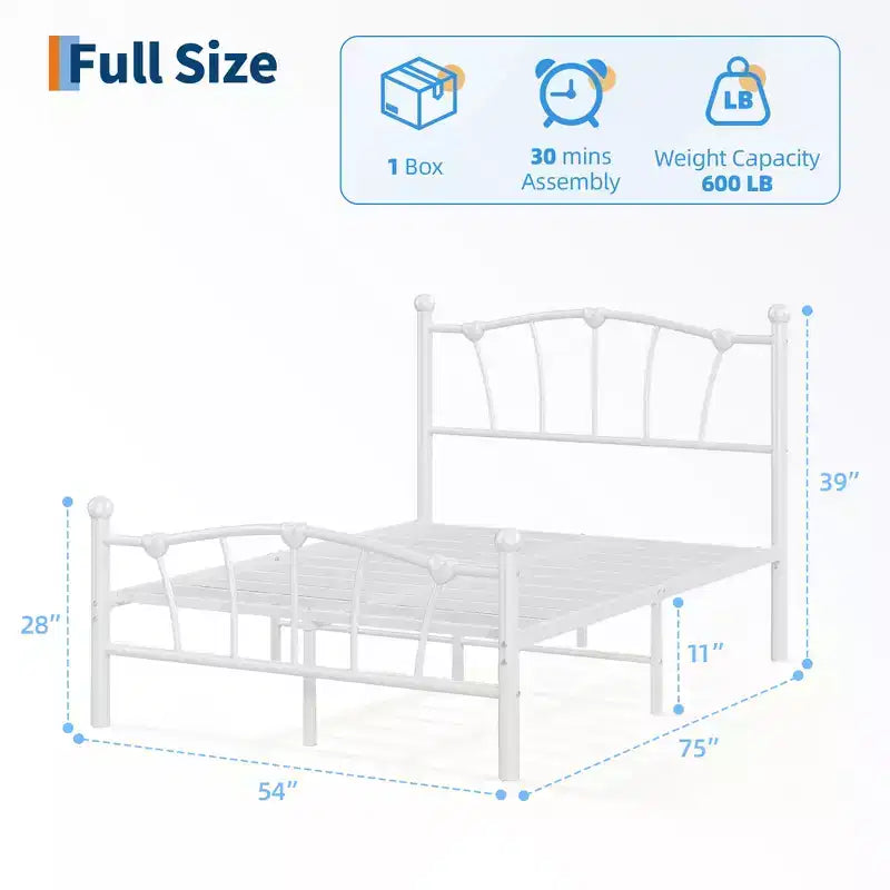 Encantadora estructura de cama de metal con cabecero en forma de corazón, plataforma robusta, almacenamiento bajo la cama, no necesita somier, perfecta para dormitorios de niños y niñas
