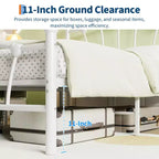 Encantadora estructura de cama de metal con cabecero en forma de corazón, plataforma robusta, almacenamiento bajo la cama, no necesita somier, perfecta para dormitorios de niños y niñas