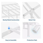 Encantadora estructura de cama de metal con cabecero en forma de corazón, plataforma robusta, almacenamiento bajo la cama, no necesita somier, perfecta para dormitorios de niños y niñas