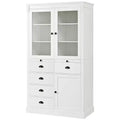 Whisen 72''H Freestanding Kitchen Pantry, Large Display Storage Cupboard Sideboards, Coffee Bar Cabinet With Glass Doors, Drawers - White