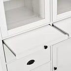 Armario de despensa de cocina independiente de 72" con puertas de vidrio y cajones, blanco