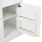 Armario de despensa de cocina independiente de 72" con puertas de vidrio y cajones, blanco