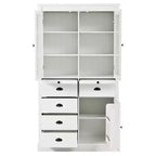 Armario de despensa de cocina independiente de 72" con puertas de vidrio y cajones, blanco
