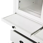 Armario de despensa de cocina independiente de 72" con puertas de vidrio y cajones, blanco