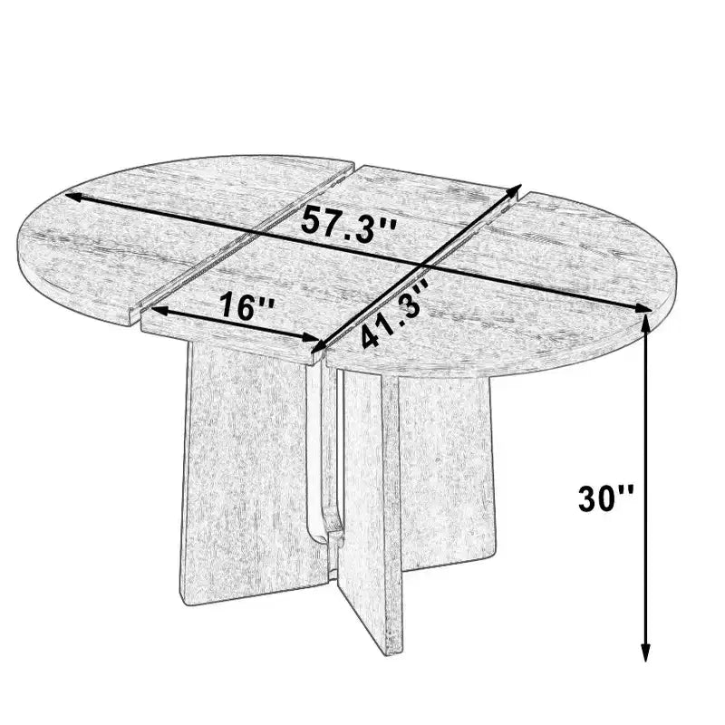 Mesa de comedor redonda extensible vintage, madera de caucho estilo rústico con extensión de 40.6 cm